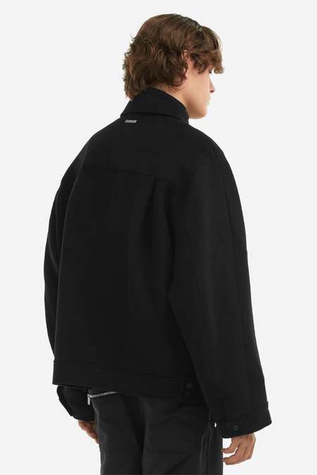 C2H4 Arch Panelled Woolen Coat - Black