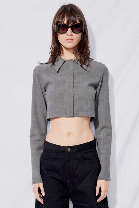 Assembly Glen Plaid Crop Rugby Top - Gray