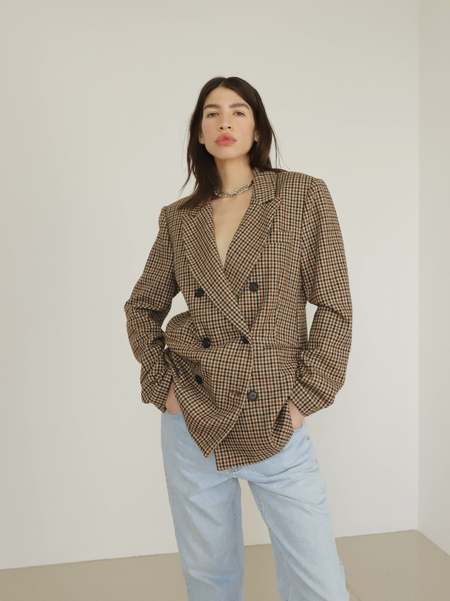 ASTR The Label Plaid Double Breasted Blazer - Multi