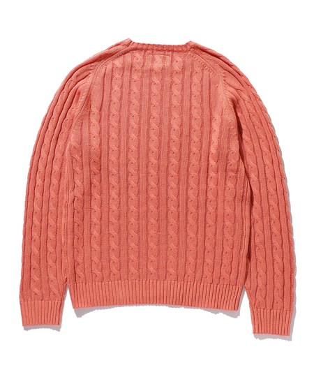 Beams Plus Crew Cable Cotton Linen Sweater - Pink