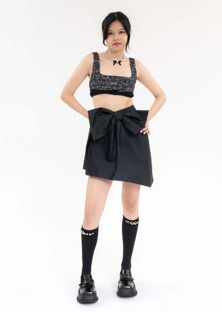Shushu/Tong Asymmetric Bow Skirt - Black 