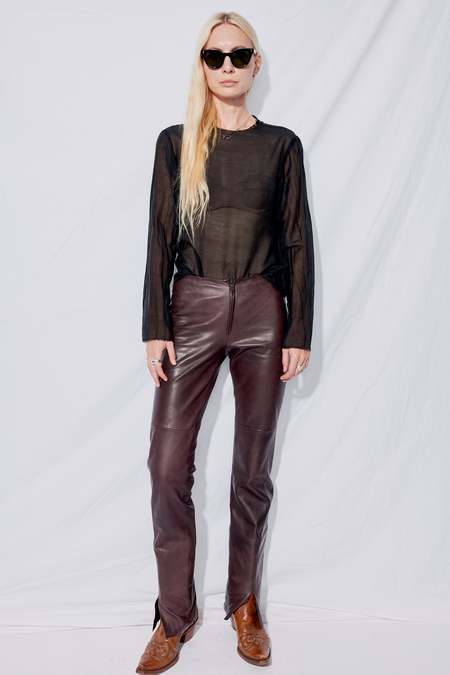Gabriela Coll Garments NO.163 Sheer Taffeta Long Sleeve - Black 