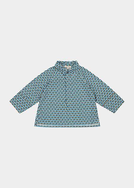 Kids Caramel Burdock Shirt - Blue Geo Print