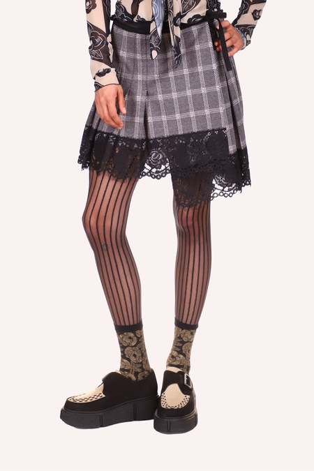 Anna Sui Dandy Plaid Wrap Skirt - Black Multi