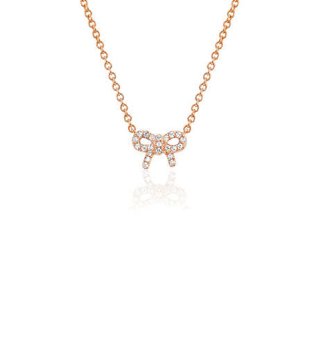 EF Collection Diamond Mini Bow Necklace - RG