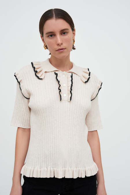Kowtow Flower Polo - Natural Marle
