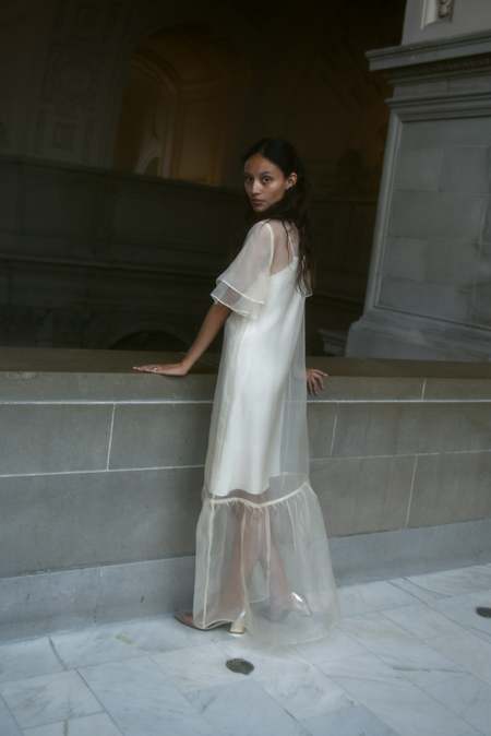 Kamperett Barre Silk Organza Dress - Ivory