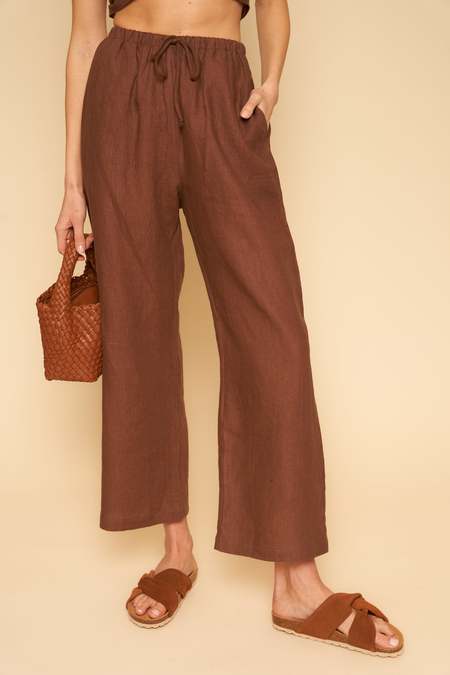 Whimsy + Row Kira Linen Pant - Chocolate