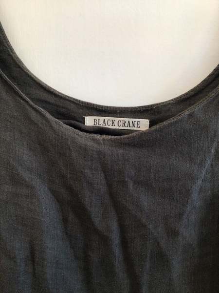 Black Crane Linen Jumpsuit - Charcoal Gray
