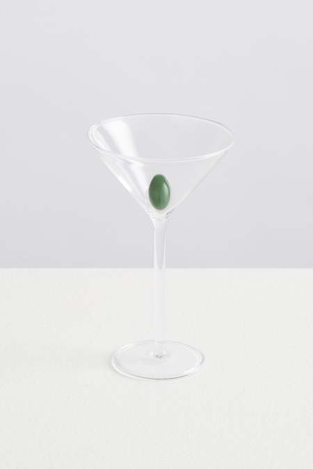 Maison Balzac Martini Glass - Clear/Green Olive