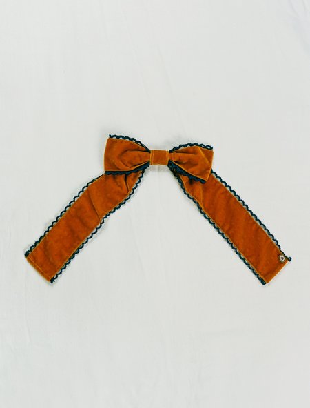 JOAN MERRMA Tuli Bow Clip - Amber/navy lace