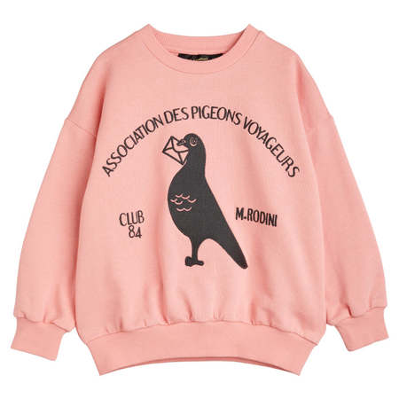 Kids Mini Rodini Pigeons Embroidered Sweatshirt - Pink