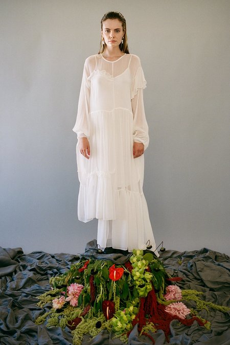 KkCo Nine Twenty-Seven Silk Yoryu Dress - Salt 