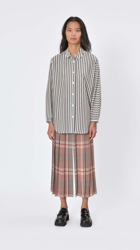 Sara Lanzi Oversize Silk Voile Striped Shirt - Black/White