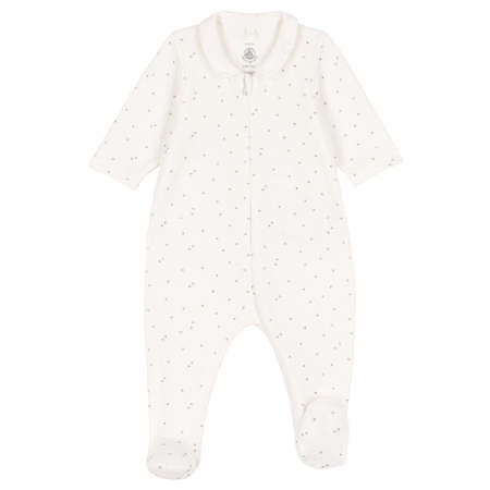 Kids Petit Bateau Collared Pyjamas - White/Grey Stars
