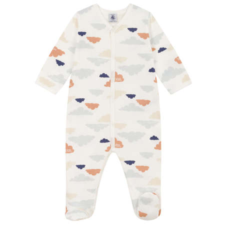 Kids Petit Bateau Pyjamas - White/Clouds Print