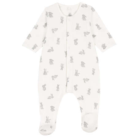 Kids Petit Bateau Pyjamas - White/Grey Bunny