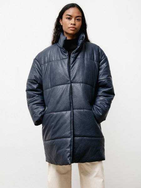 Priory Rare Earth Vegan Leather Puffer - Navy