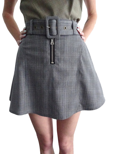 Sandy Liang Ilana Skirt - Grey Check