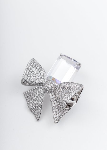 Shushu/Tong Crystal Wrinkle Bow Earring - Silver