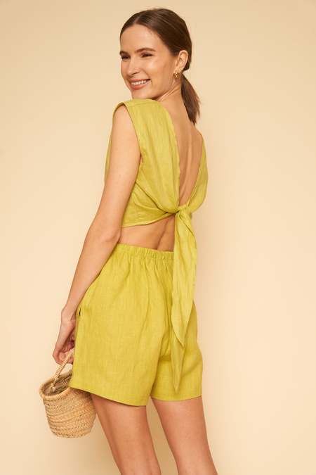 Whimsy + Row Valentina Linen Top - Lime