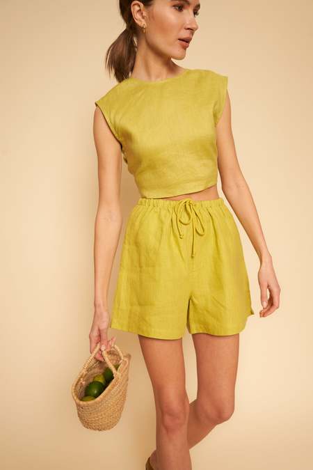Whimsy + Row Valentina Linen Top - Lime