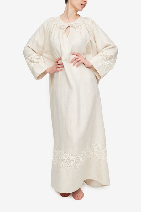 The Sleep Shirt Weighted Linen Delphine Dress - Natural